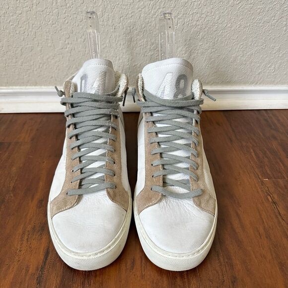 P448 Star 2.0 High Top Sneakers White/Tan Leather Lace Up - Picture 3 of 11